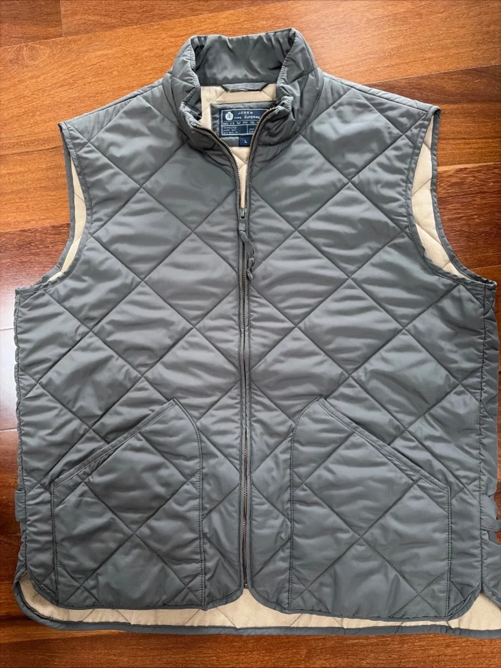 J. Crew Quilted Vest Mens Large Light Green Full Zip